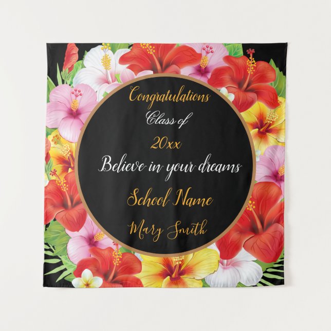 Tapeçaria Personalizada de Flores Exóticas Popular (Frente)