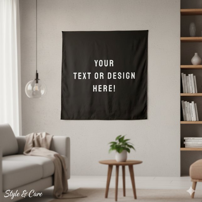 Tapeçaria Quadrada Personalizada - Preto e Persona (Custom Square Tapestry – Black & Personalized)