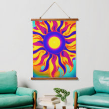 Tapeçaria Retro Boho Explosão de Sol Hippie Vintag