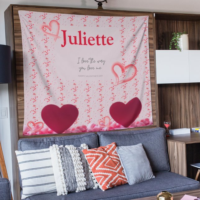Tapeçaria Romântica de Dia de os namorados Rosa e  (Romantic Pink and Red Heart Valentine's Tapestry)