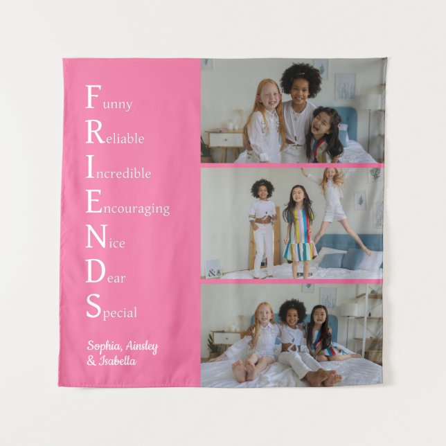 Tapeçaria Rosa FRIENDS com Foto Personalizada (Frente)
