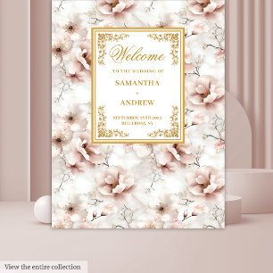 Tapeçaria Vintage de Noiva Floral Rosa Dourado Emp