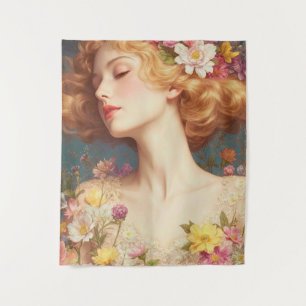 Tapeçaria Vintage Floral Goddess para Parede