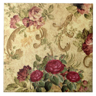 Tapeçaria Vintage Marrom Dourado Rosa