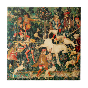 Tapeçarias do Unicórnio Medieval Clássico Defende
