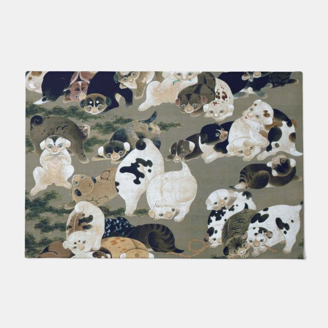 Tapete 百 犬 図, 伊 若 冲 Centenas De Cães, Itō Jakuchu (Frente)