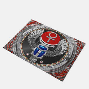 Tapete [500] Sagrada Prata Egípcia Asa Scarab & Ankh