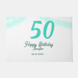 Tapete 50th birthday add name date year green pastel bold
