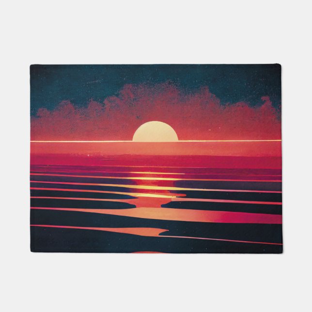 Tapete 80s Sinthwave Red Sea and Vintage Sunset (Frente)