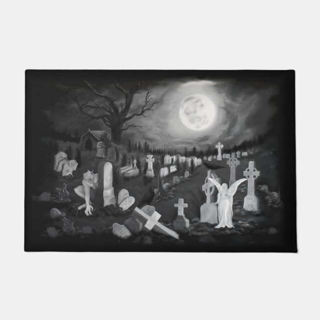 Tapete À noite no cemitério - Anjo com o Diabo (Frente)