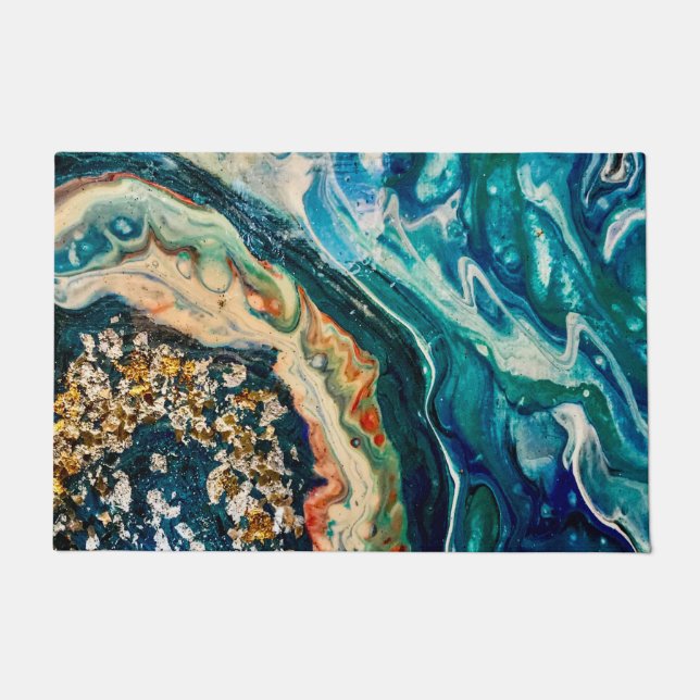 Tapete A pintura do gelo e da abstrato de peixe (Frente)