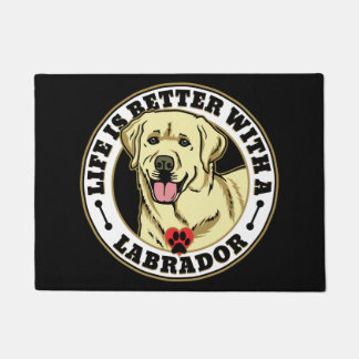 Tapete A Vida É Melhor Com Um Labrador - Branco