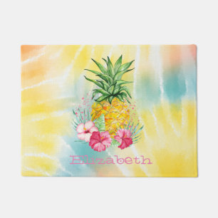 Tapete Abacaxi, Hibisco Aquarela Tie Dye Arco-íris