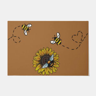 Tapete Abelhas Adoráveis Voando Ao Redor Do Girassol