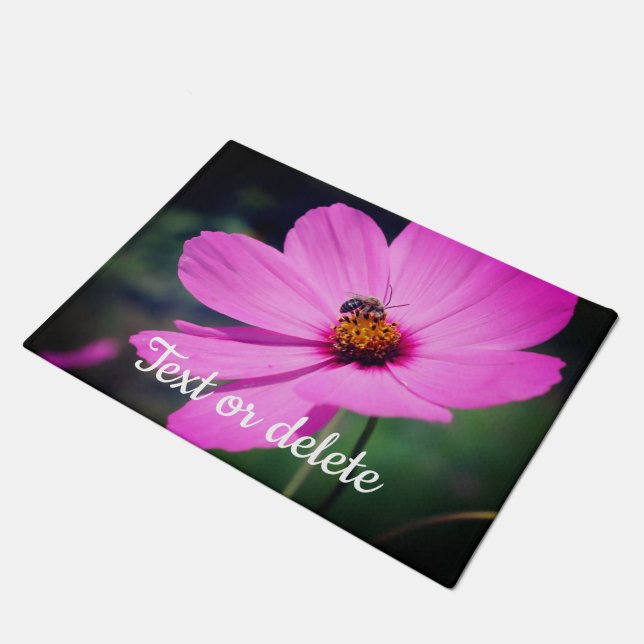 Tapete Abelhas De Mel Em Flor De Cosmos Rosa Personalizad (Inclinado)