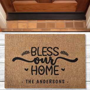 Tapete Abençoe Nossa Casa Falso Burlap Personalizado