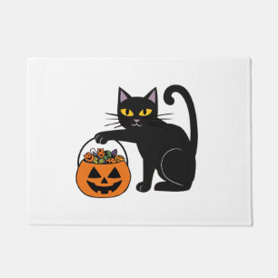 Tapete Abóbora de Gato Preto do Dia das Bruxas Jack O 'La
