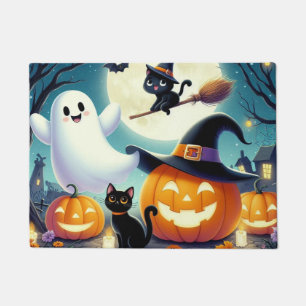 Tapete Abóbora, gata e fantasma do Halloween