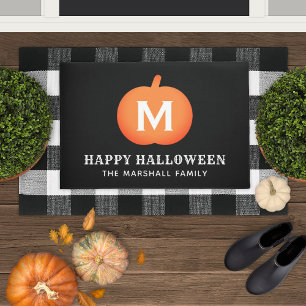 Tapete Abóbora Laranja Monograma Feliz Halloween