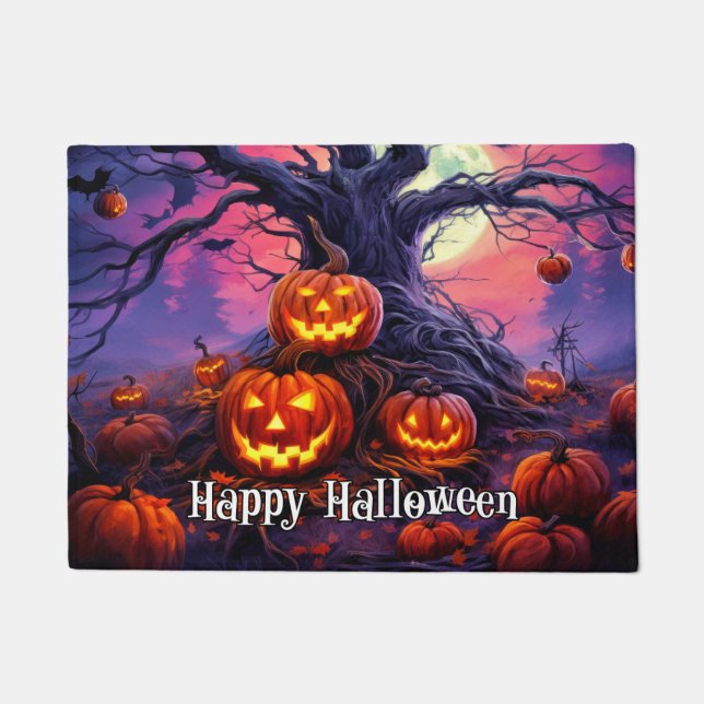 Tapete Abóboras Brilhantes Feliz Halloween (Frente)