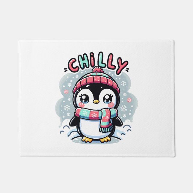 Tapete Abraço de Cachecol Nevado do Pinguim Gelado (Frente)