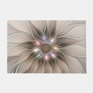 Tapete Abstrato Beige Brown Floral Fractal
