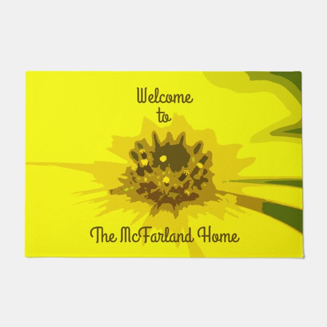 Tapete Abstrato Daisy Flower em amarelo vívido colorido (Frente)