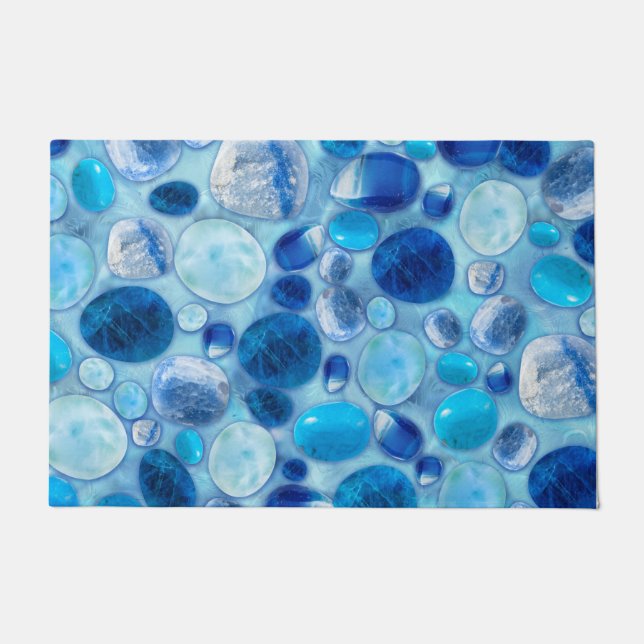 Tapete Abstrato de Gemstones com Toque Azul (Frente)