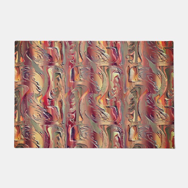 Tapete Abstrato entalhado em salmão e gradiente vermelho (Frente)