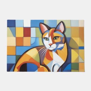 Tapete Abstrato Feline Beauty Calico Cat Cubist