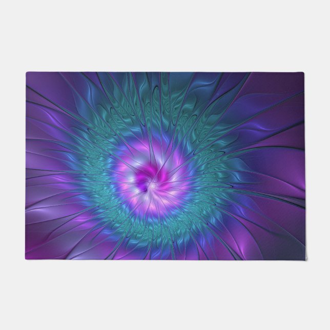 Tapete Abstrato Floral Beauty Fractal Colorida Flor (Frente)