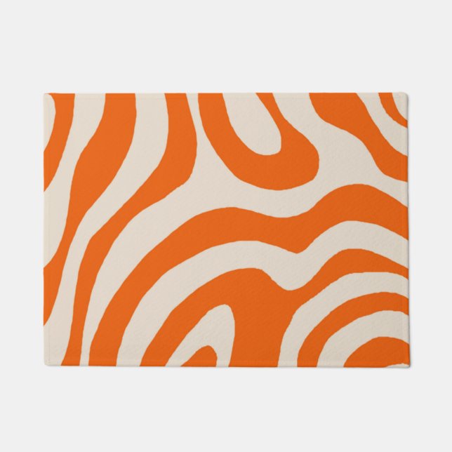 Tapete Abstrato Marble Retro Orange Wavy Strike Bold (Frente)