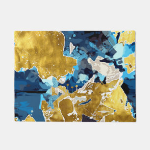 Tapete Abstrato, moderno, colagem, ouro, marinho azul