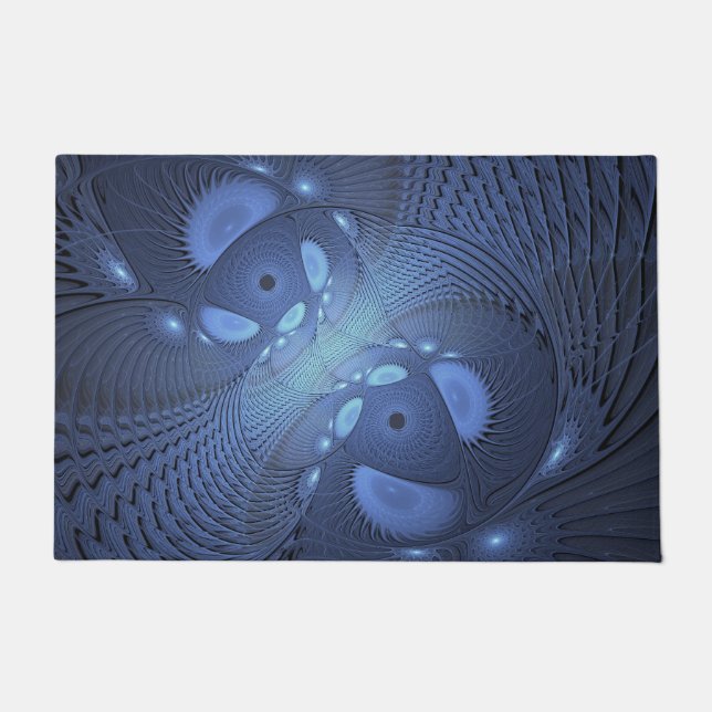 Tapete Abstrato moderno Trendy Dusk Blue Fractal Art (Frente)