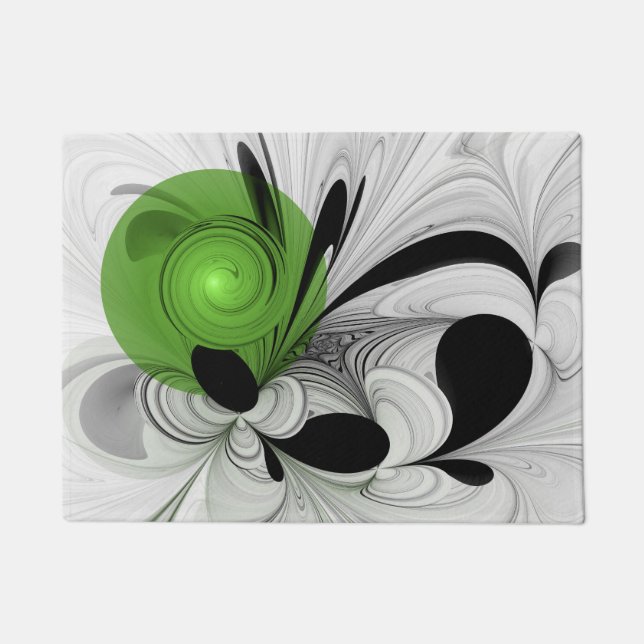 Tapete Abstrato preto e branco com arte frontal verde (Frente)