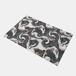 Tapete Abstrato preto e branco com detalhes coloridos ou