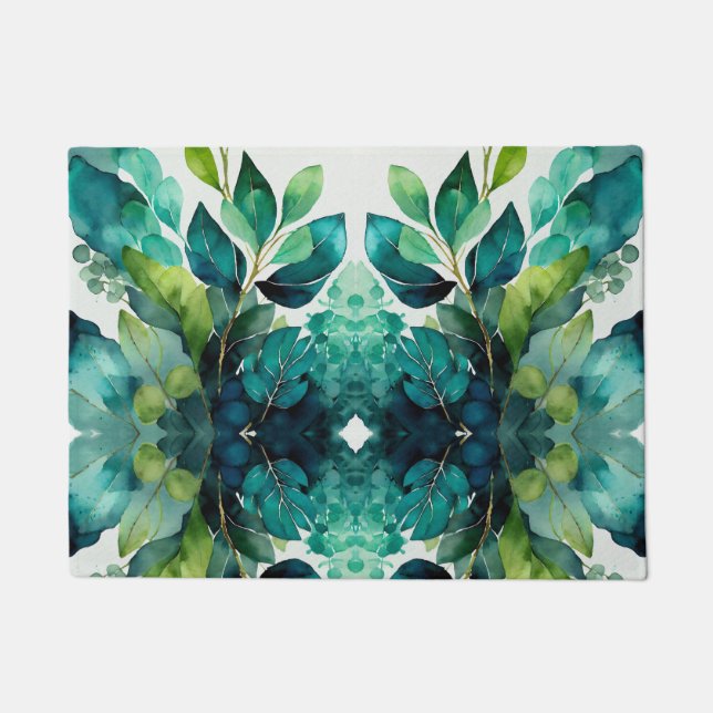 Tapete Abstrato Teal, Verde, Esmeralda, Botânica (Frente)