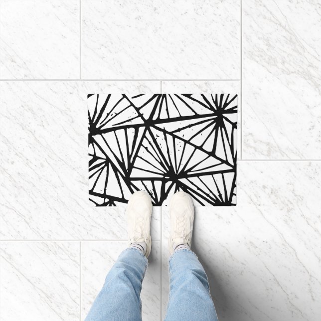 Tapete Abstrato Triângulo com porta Impressão de lino (Interior)