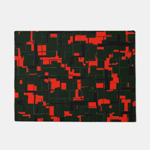 Tapete Abstrato Vermelho Negro Verde do Exército Profundo