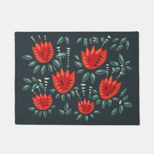 Tapete Abstrato Vermelho Tulipas Escuras Padrão Floral D