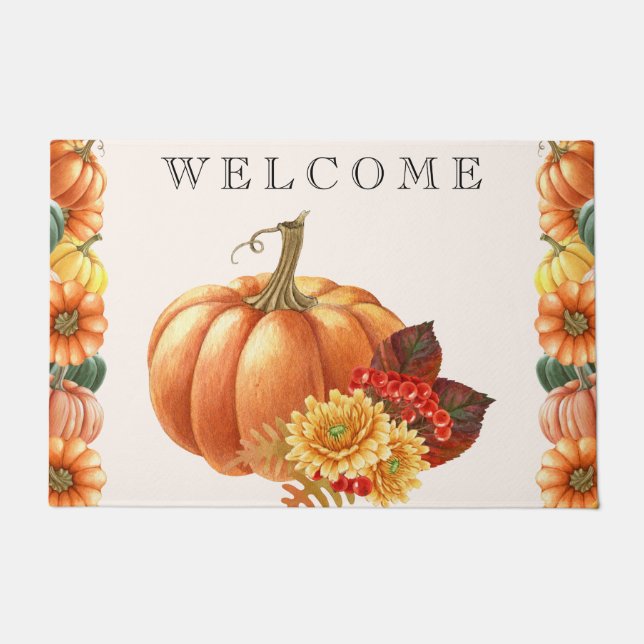 Tapete Ação de Graças Pumpkins Doormat (Frente)