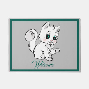 Tapete Adorável Gatinho de Cartoon Personalizar Boas-vind