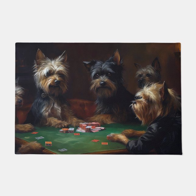 Tapete Affenpinscher Cães Jogando Poker Art (Frente)