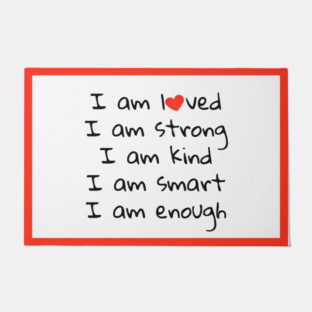 Tapete Afirmações Tipografia Cardíaca Preto Vermelho (Frente)