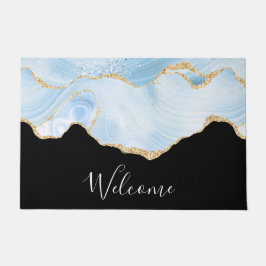 Tapete Agato Azul Legal Elegante com Faixa Brilhante Dour