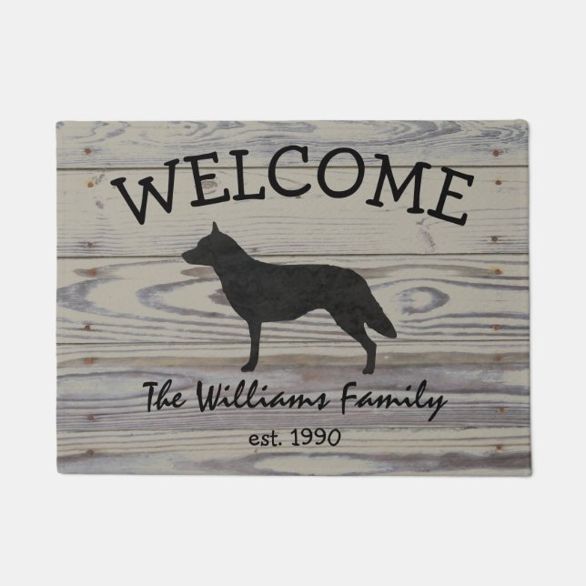 Tapete Aguarela australiana de madeira rústica do cão do (Frente)