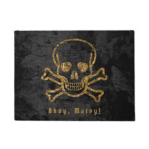Ahoy Matey Vintage Pirata Dourado Crânio E Ossos