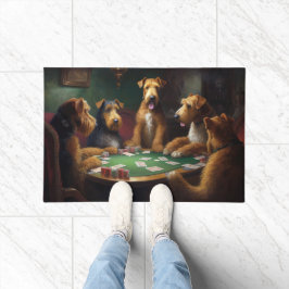 Tapete Airedale Dogs Jogando Poker Art