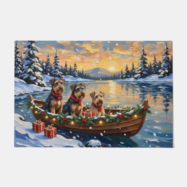 Tapete Airedale Terrier Christmas Boat Holiday (Frente)