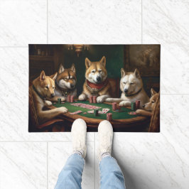 Tapete Akita Dogs Jogando Poker Art
